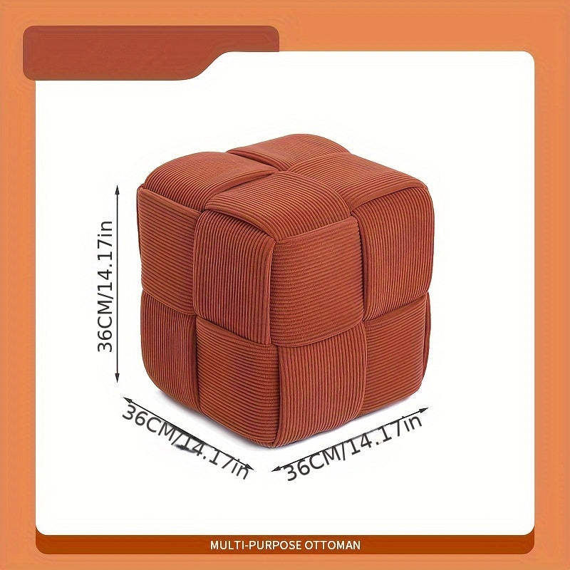 Siège d'appoint CordyCube bleu marine, velours côtelé. Mobilier design et confortable pour décoration intérieure.
