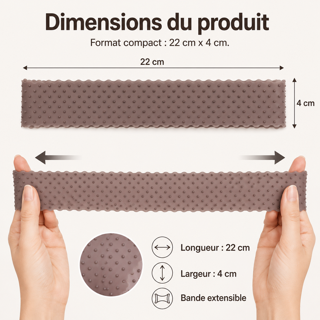 Fixation sûre pour perruque avec bandeau en silicone, invisible sous les cheveux.