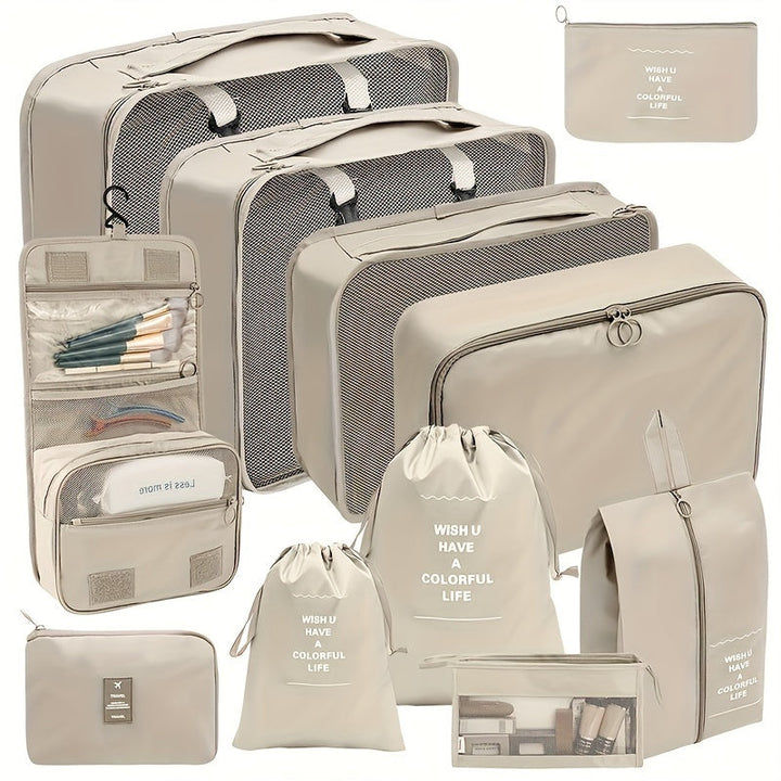 Accessoires de voyage pratiques: 11 cubes de rangement compacts pour bagages optimisés.