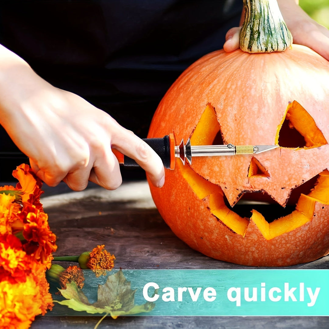 Kit outil électrique innovant pour découpe précise de citrouilles d'Halloween, parfait pour bricolage créatif.