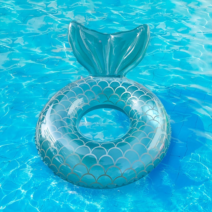 Coquille de sirène gonflable rose pour adultes, bouée de plage et piscine pour une relaxation aquatique stylée.