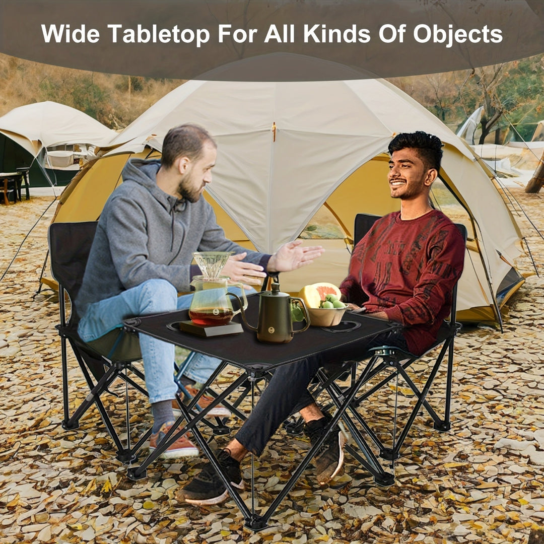 Ensemble de meubles de jardin pliables, table et chaises polyvalentes pour terrasse, balcon, camping ou pique-nique.