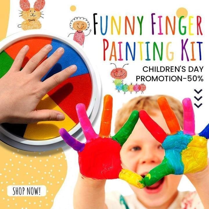 Set de peinture au doigt non toxique et lavable pour enfants. Stimule créativité et motricité fine.