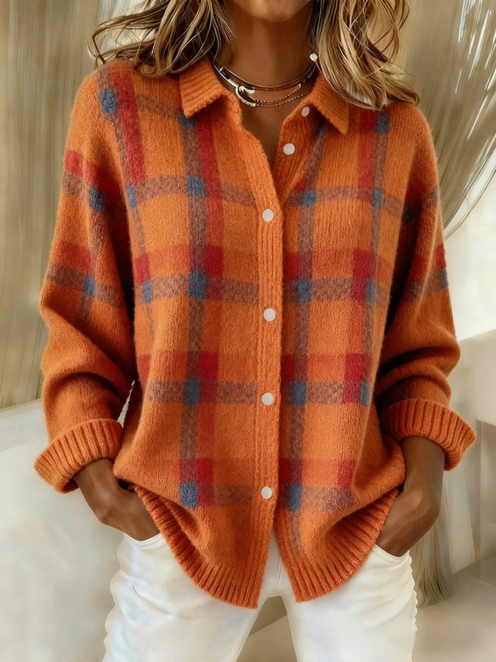 Gilet femme à carreaux, chaud, léger et élégant. Parfait pour l'automne-hiver.