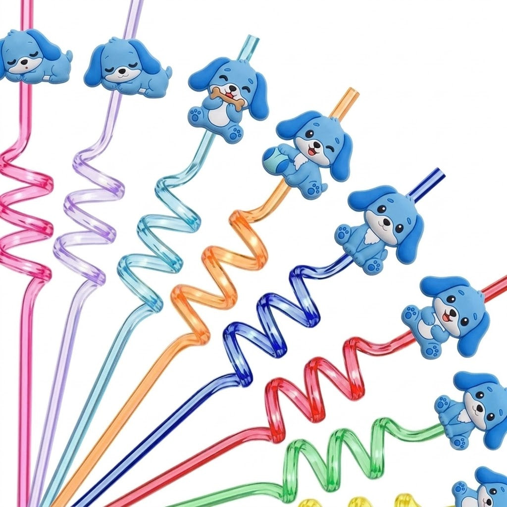 Pailles écologiques Stitch pour enfants, 16 pièces colorées, parfaites pour une fête d'anniversaire Disney.