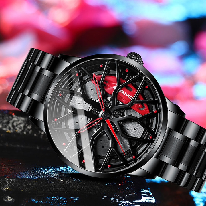 Montre sportive élégante pour homme, cadran course auto, chronographe, accessoire mode essentiel.