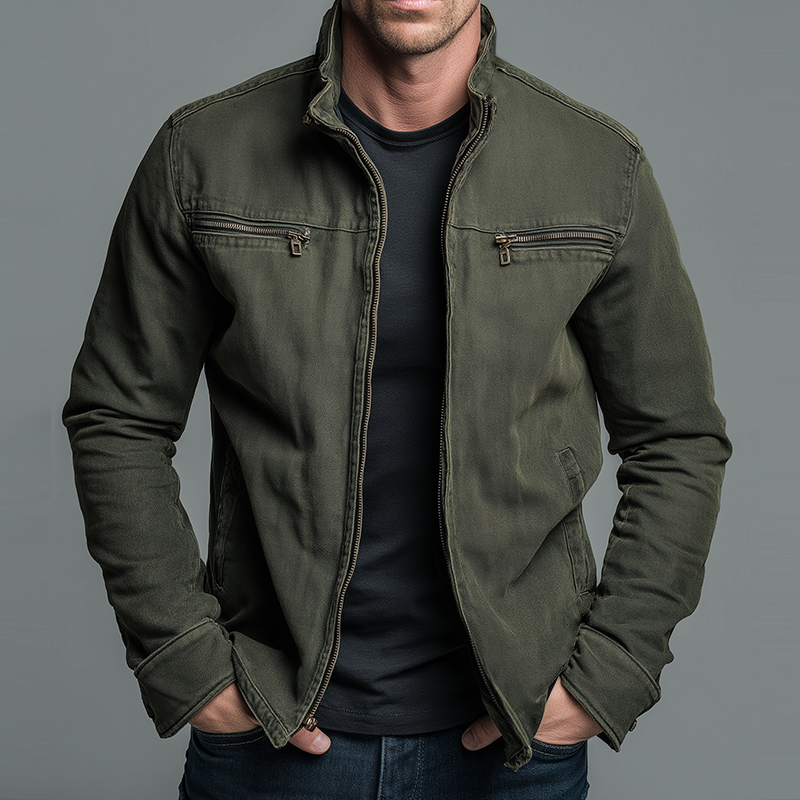 Veste casual homme, coupe vintage zippée. Parfaite pour un look décontracté tendance toutes occasions.