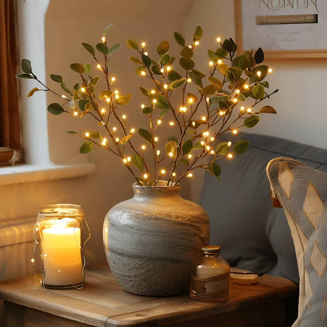 Branche lumineuse LED, style floral élégant. Lampe décorative pour un design naturel et moderne d'intérieur.
