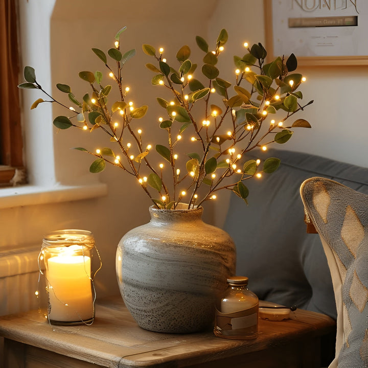 Branche lumineuse LED, style floral élégant. Lampe décorative pour un design naturel et moderne d'intérieur.