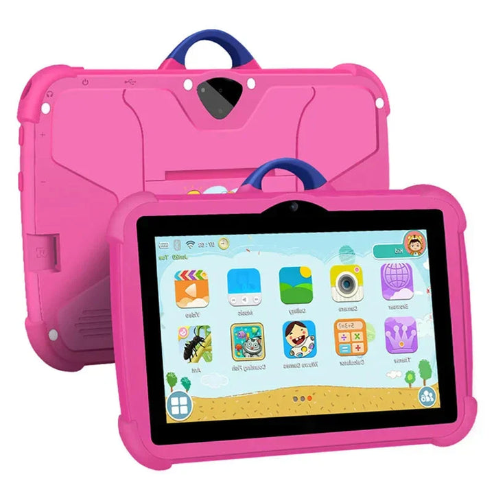Tablette Android 7 pouces pour enfants, avec navigation sécurisée et Wi-Fi 5G rapide pour éducation et loisirs.