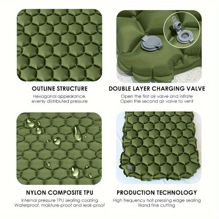 Matelas gonflable TrailComfort compact pour camping, randonnée et voyage. Confort portatif pour toutes vos aventures.