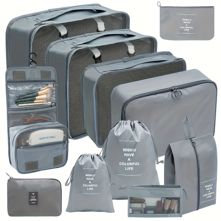 Solution de rangement de voyage 11 pièces, pour organiser efficacement chaque compartiment de bagage.