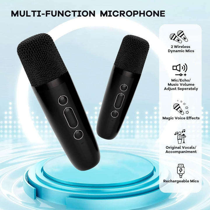 Enceinte portable compacte du karaoké enfant, offre un son clair pour des heures de divertissement musical.
