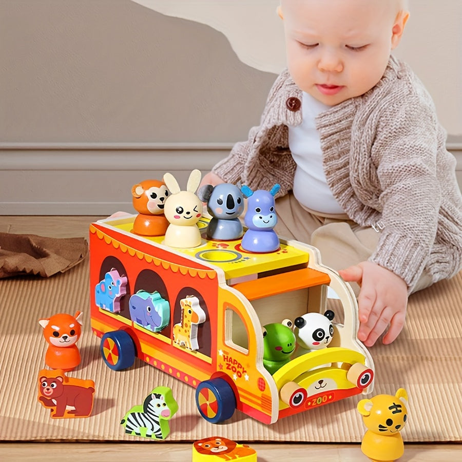 Jouet camion éducatif animaux du cirque pour enfant, développe la créativité et l'apprentissage précoce.
