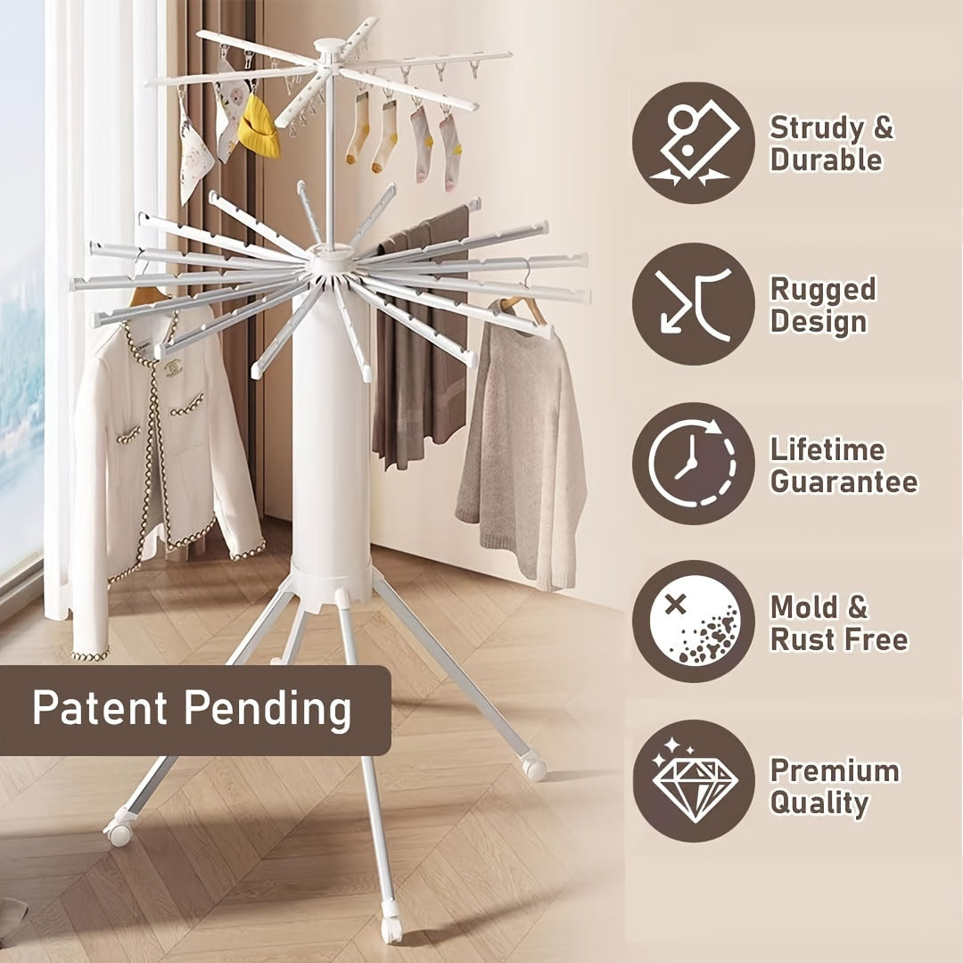 Sèche-linge cylindrique portable Octopus, optimise le séchage et le gain de place à la maison.