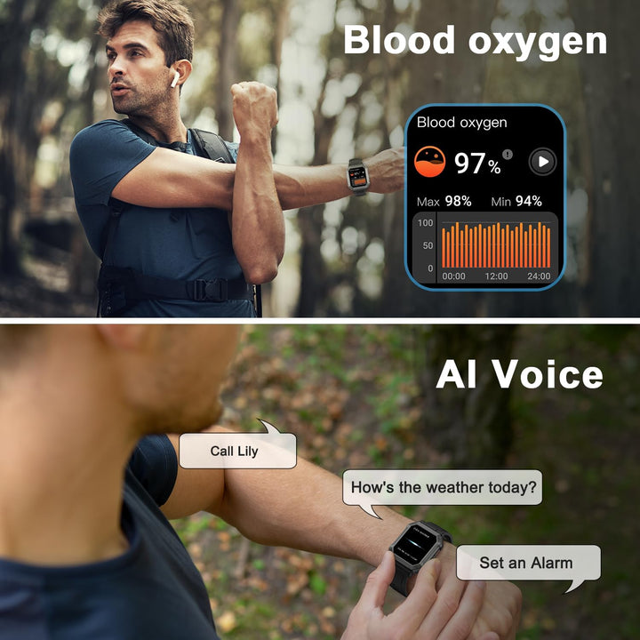 Montre intelligente homme, fonctions appel, étanche, suivi de santé et d'activité sportive.
