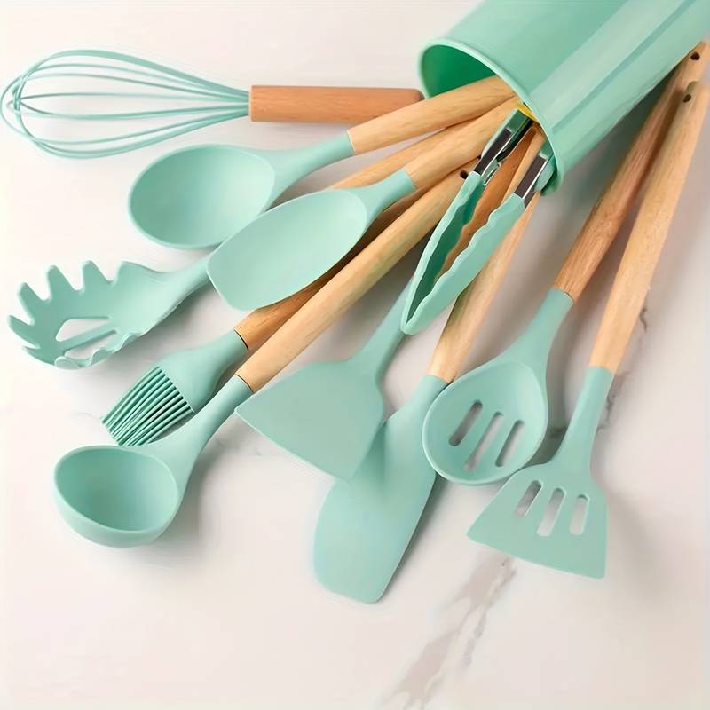 Spatule et cuillère en silicone de qualité supérieure, outils de cuisson durables.