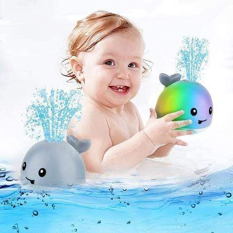 Cadeau bébé idéal: jouet de bain baleine lumineuse et éducative, parfait pour l'éveil et le jeu d'eau.