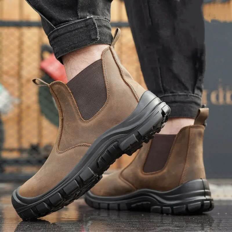 Herr Chelsea Boots: Läder, Halksäker Sula