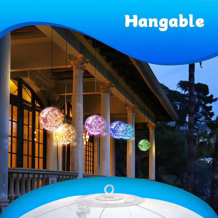 Lampes solaires flottantes LED multicouleur pour piscine, étanches, idéales pour éclairage de jardin ou spa.