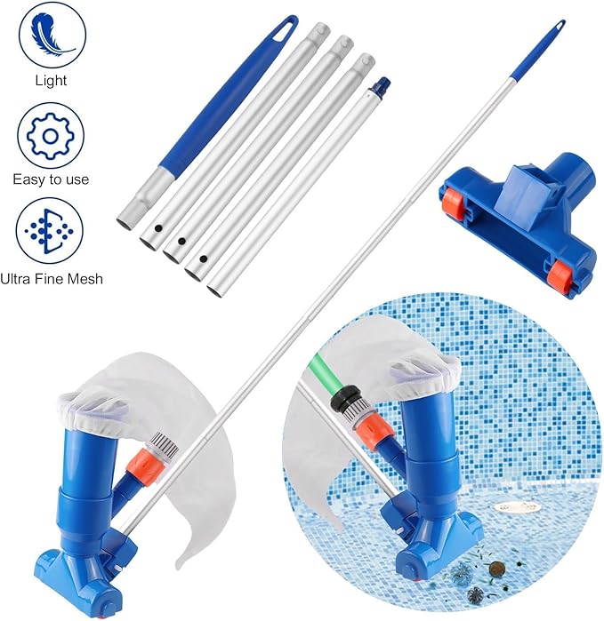 Aspirateur de piscine manuel TIDYPOOL léger et compact, idéal pour un entretien facile et rapide de votre bassin.
