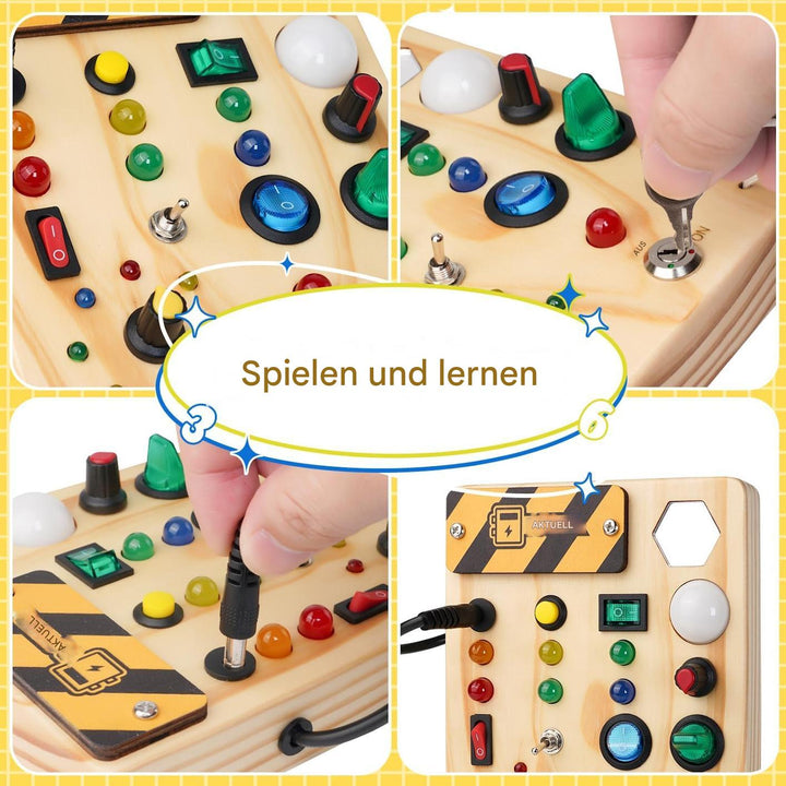 Tableau Montessori lumineux, jouet interactif et veilleuse enfant, stimulant apprentissage et éveil des sens.