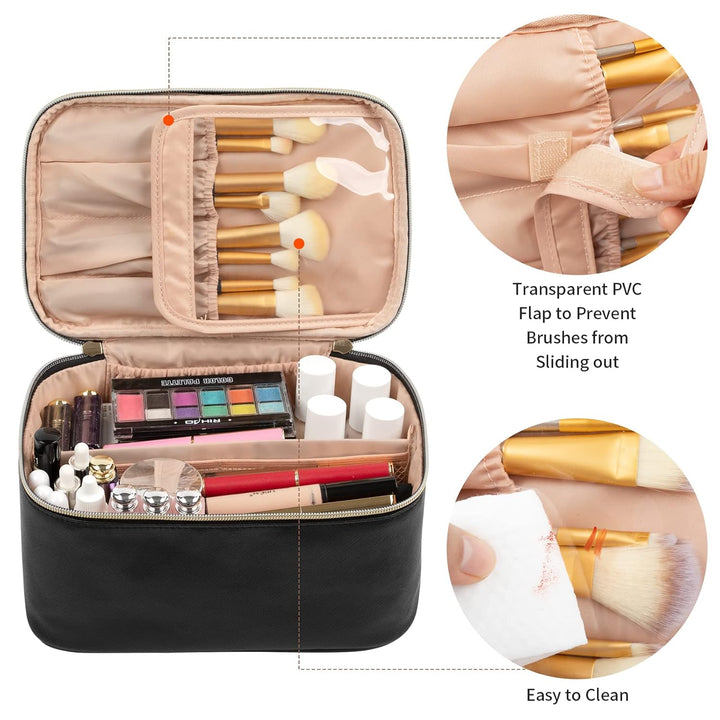 Organisateur pour femmes, bleu, avec des compartiments pour un rangement efficace des cosmétiques.