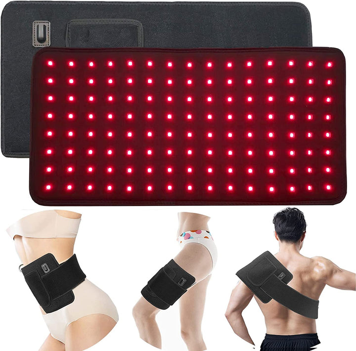 Ceinture de thérapie infrarouge unisexe pour soulagement rapide des douleurs dorsales et musculaires. Lumière rouge chauffante.