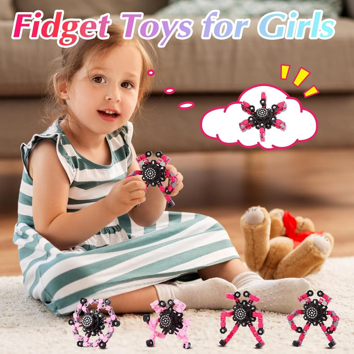 Ensemble de jouets anti-stress transformables, spinners robot multicolores pour la famille.