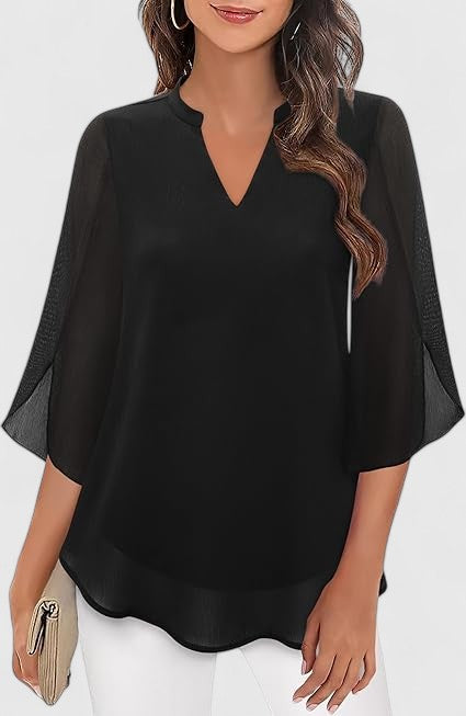 Blouse chic femme, confortable pour toutes occasions. Un haut élégant, parfait pour le bureau ou un look printanier.