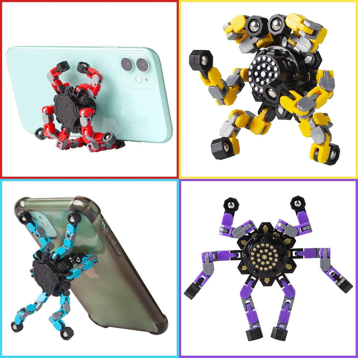 Robot transformable multicolore, un jouet anti-stress compact et amusant.