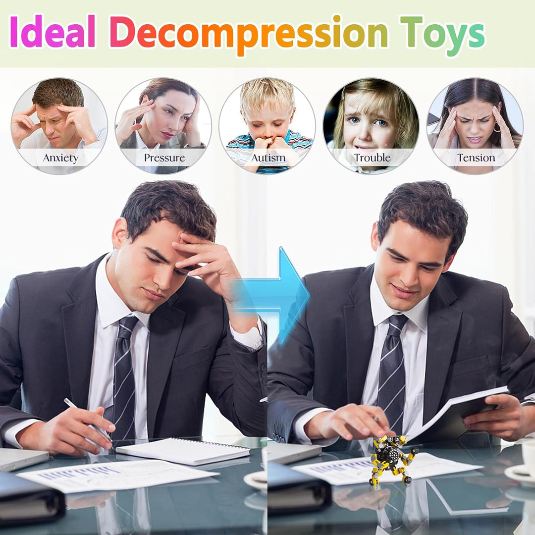 Jouet gadget transformable, spinner et robot en un, pour concentration et anti-stress.