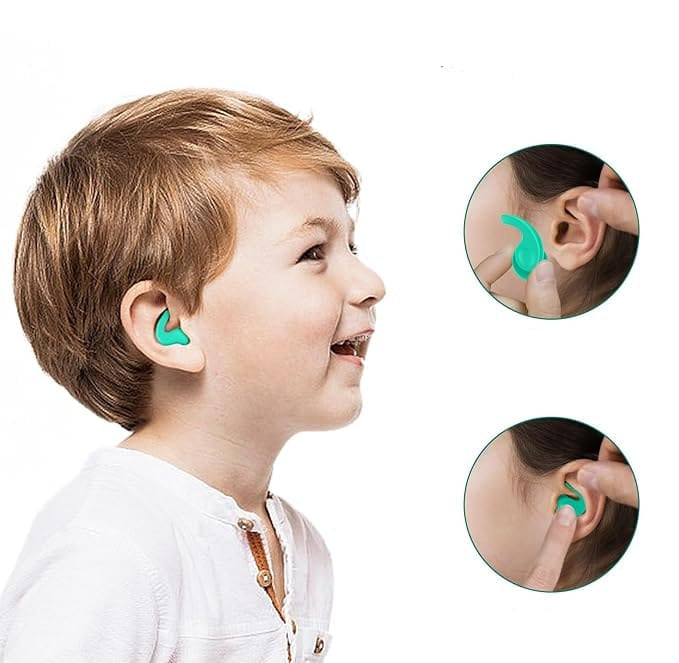Bouchons d'oreilles en silicone souple, pour protection auditive natation et bruit.