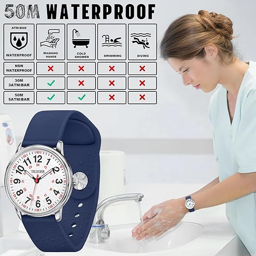 Montre infirmière élégante et étanche, cadran lumineux, mouvement précis pour les professionnelles de la santé.