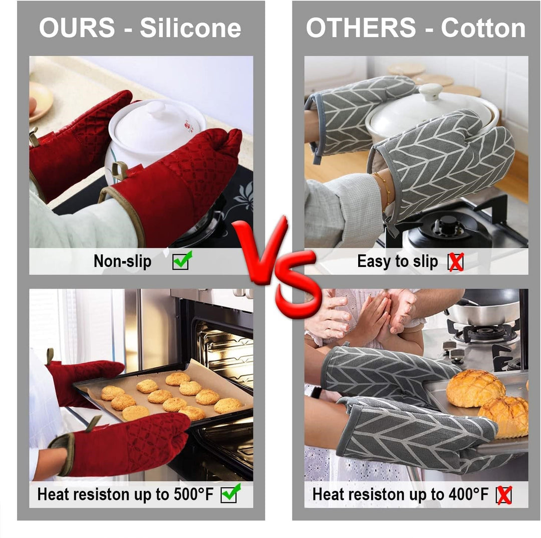 Gants de cuisine professionnels et maniques, protection chaleur en silicone, set de 6 pour votre cuisine.