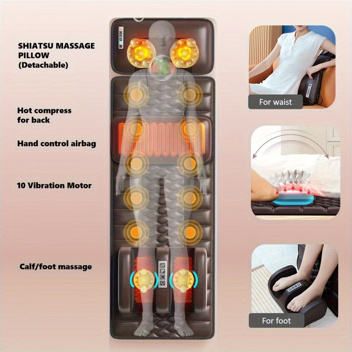 Grand matelas de massage vibrant pour corps entier, offrant détente profonde et bien-être optimal.