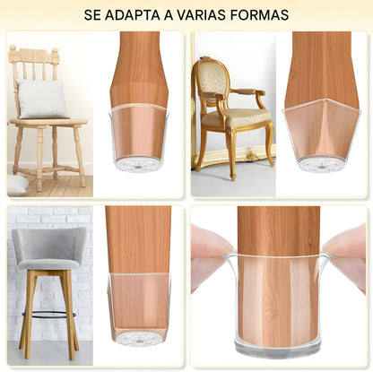 BALEINE PROTECTORES DE SILICONA PARA PATAS DE SILLA – ANTIDESLIZANTES Y SILENCIOSOS (TRANSPARENTE, 16 UNIDADES)