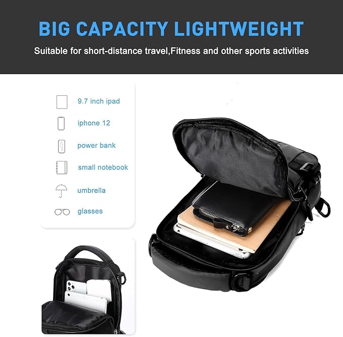 Sac crossbody compact pour voyageur, optimisé pour les longs trajets et l'exploration urbaine.