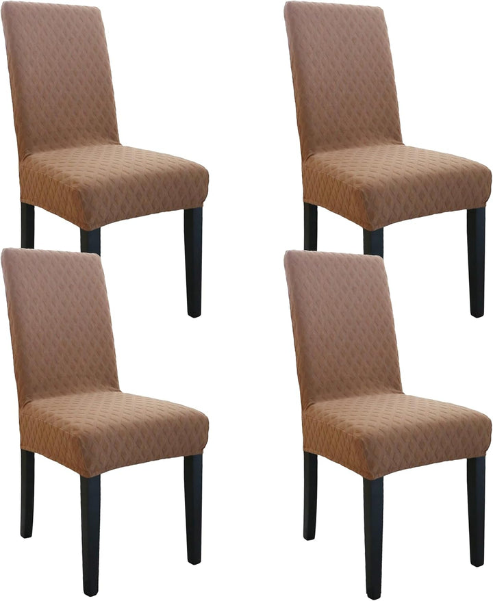 Housse de chaise extensible, motif diamant, pour une salle à manger moderne et soignée. Ameublement.