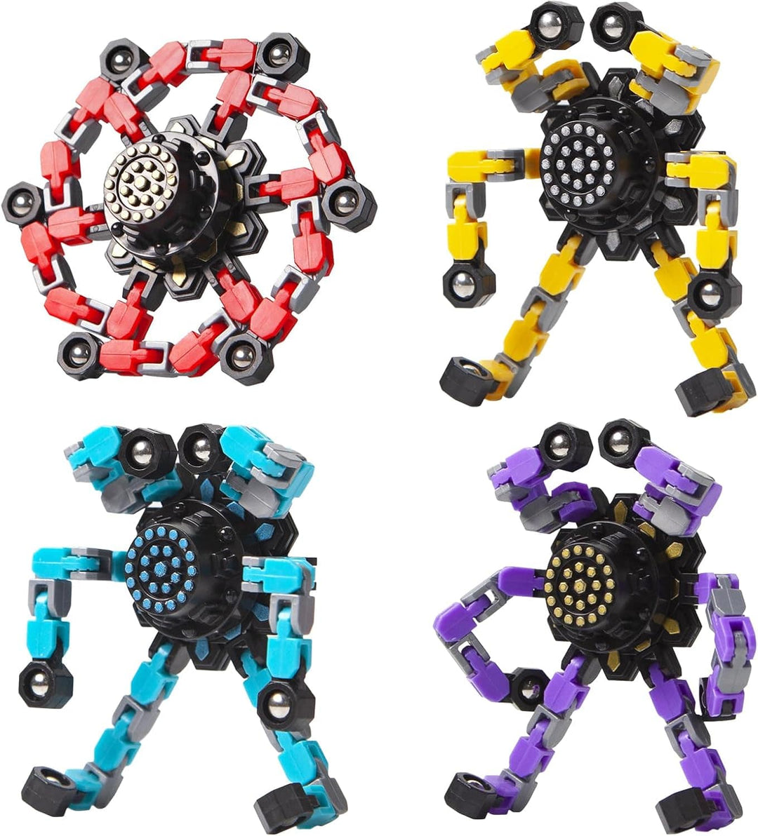 Jouet anti-stress transformable multicolore, idéal pour la concentration des enfants et adultes.