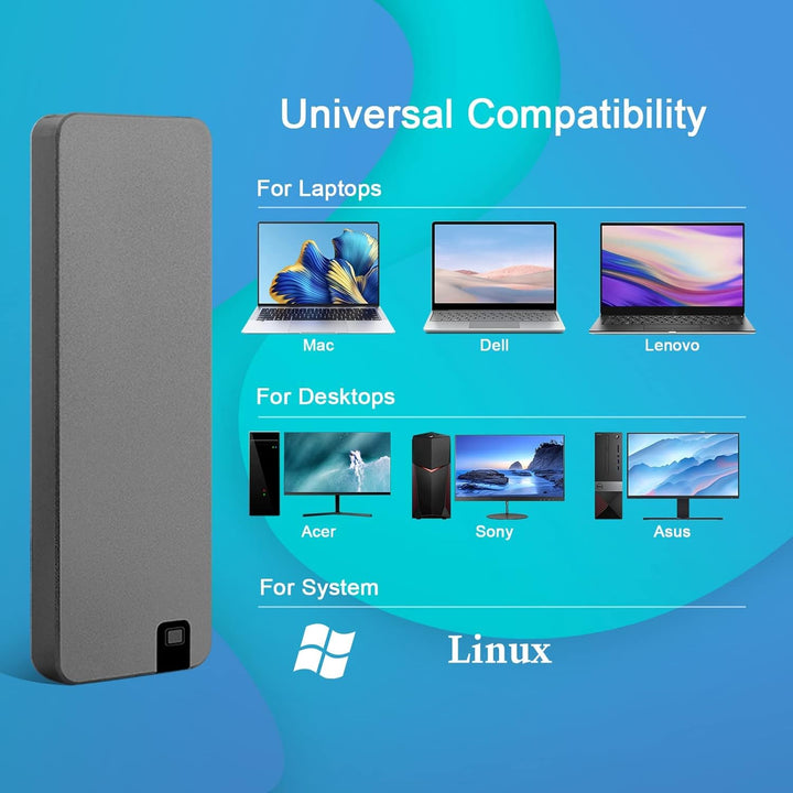 SSD portable robuste au design élégant, garantissant un stockage externe fiable et rapide de vos données.