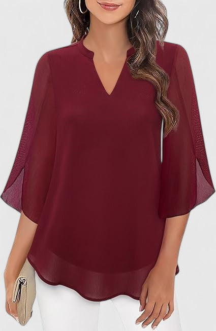 Blouse femme mode, élégante et confortable. Style polyvalent pour bureau et décontracté, parfait pour printemps/été.