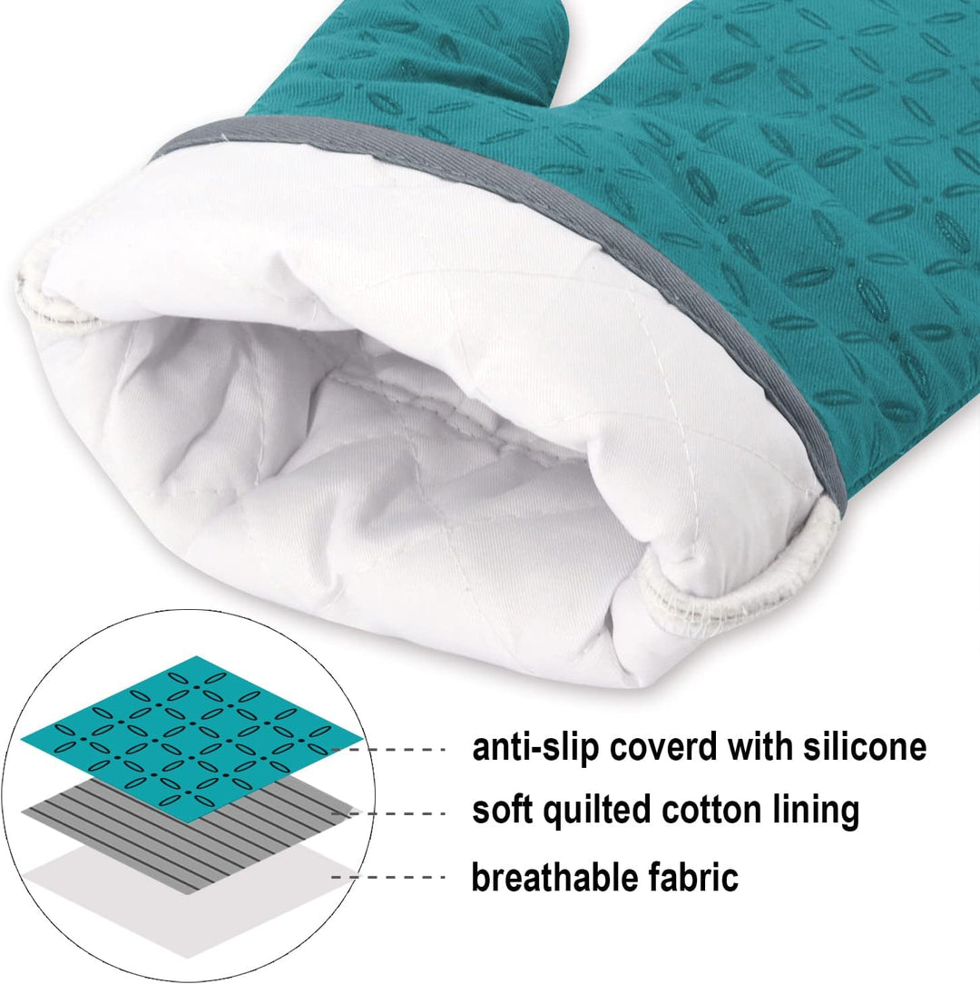 Set de gants de cuisine et maniques, accessoires essentiels pour le four, protection chaleur en silicone.