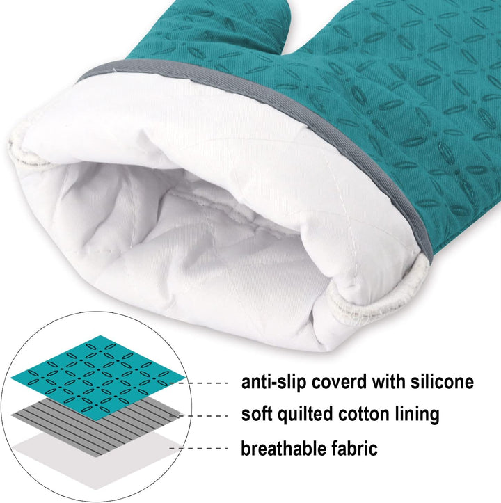 Set de gants de cuisine et maniques, accessoires essentiels pour le four, protection chaleur en silicone.