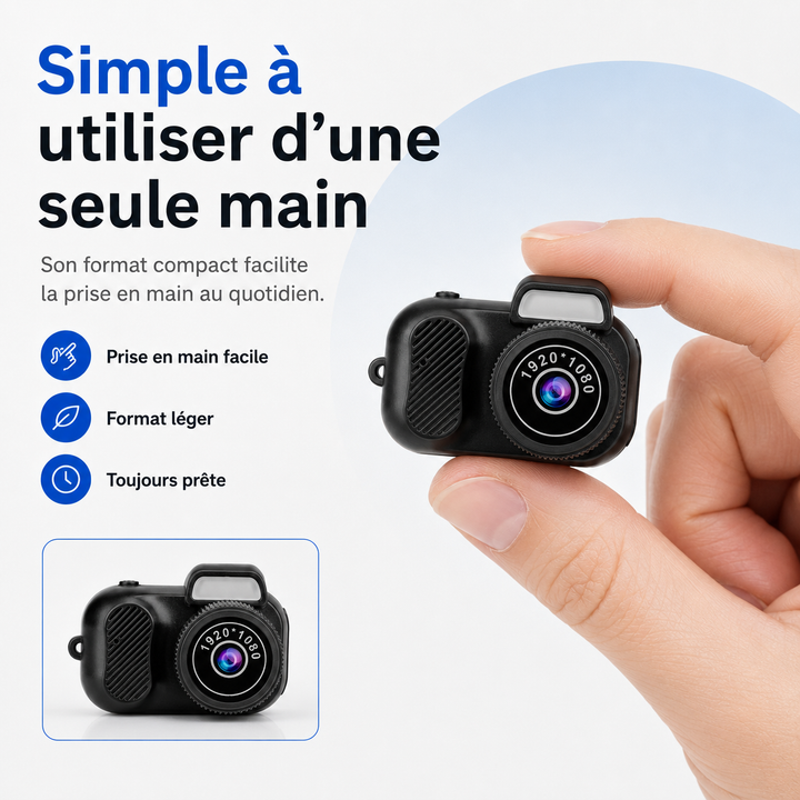 Gadget mini appareil photo pour une capture instantanée de photos et vidéos partout.