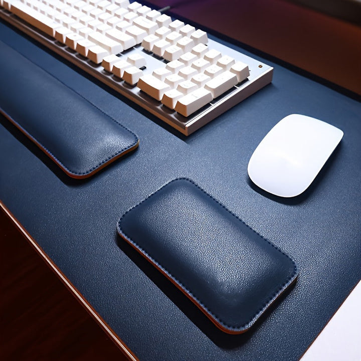 Organisateur de bureau 3 pièces en cuir PU, optimisant l'espace de travail et le confort du clavier.