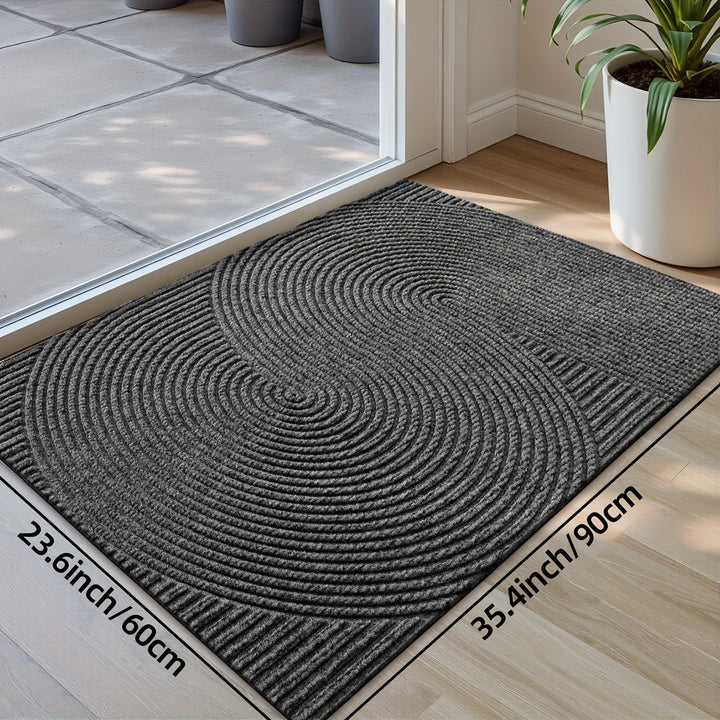 Tapis d'entrée en polyester à motifs géométriques Dajiang, facile à nettoyer et résistant.