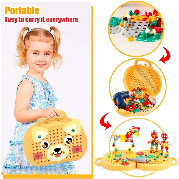 Boîte à jouets Montessori pour le développement global de l'enfant. Créativité et compétences pratiques.