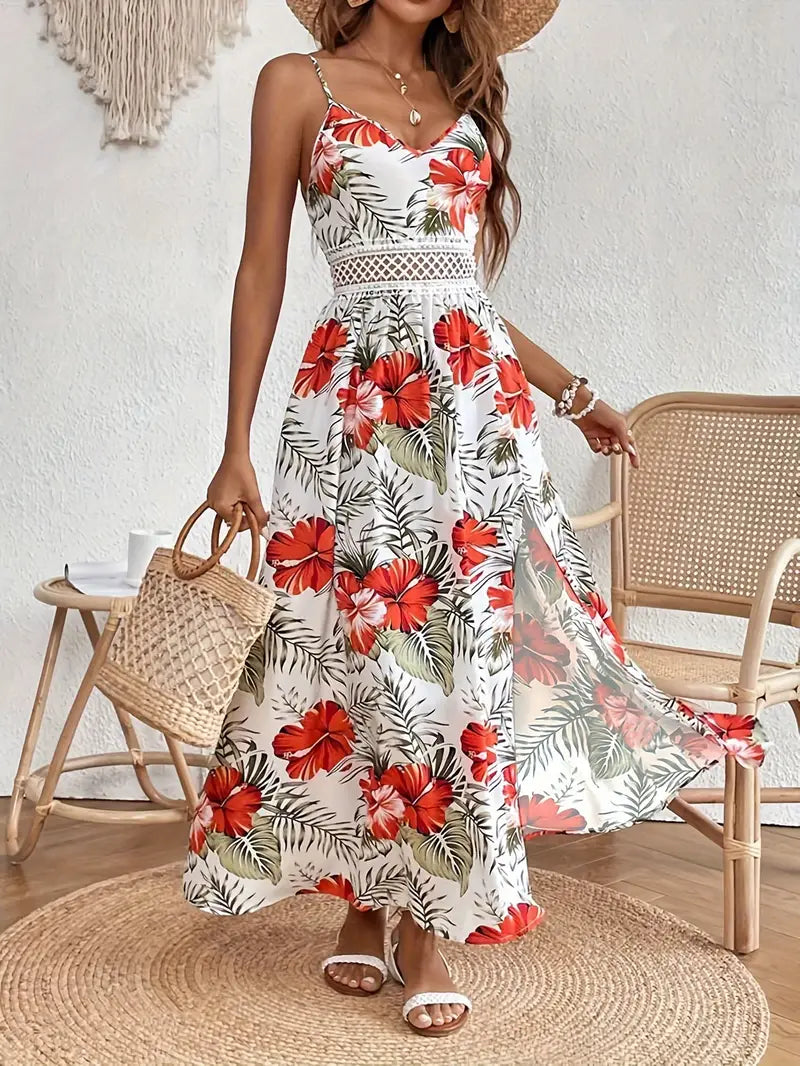 Magnifique robe estivale fleurie pour femme, coupe fluide et confortable, parfaite pour un look décontracté.