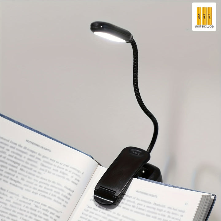 Lampe à pince flexible pour lecture, parfaite pour le bureau ou les voyages, éclairage LED doux.